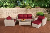 Clp Madeira 3-1-1 - Loungeset -  5 mm Poly-rotan - kleur van rotan: parel wit kleur hoes : robijnrood