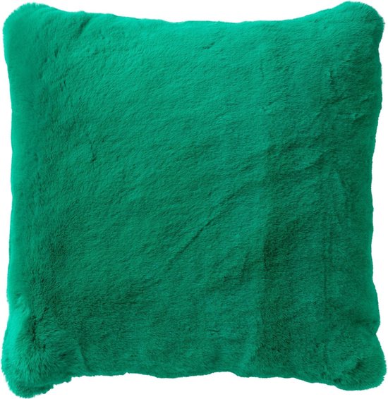 Dutch Decor ZAYA - Sierkussen 45x45 cm - bontlook - effen kleur - Emerald - groen - Inclusief binnenkussen