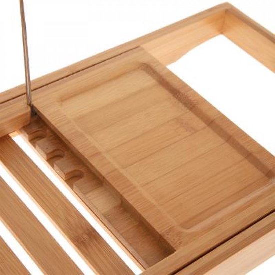 Luxe bamboe Bad Tafel Plank - Badplank Rek Verstelbaar met tablethouder | bol.com
