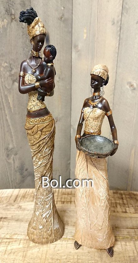 Beeld - Afrikaanse vrouw met kind - 47cm - Afbeelding 2