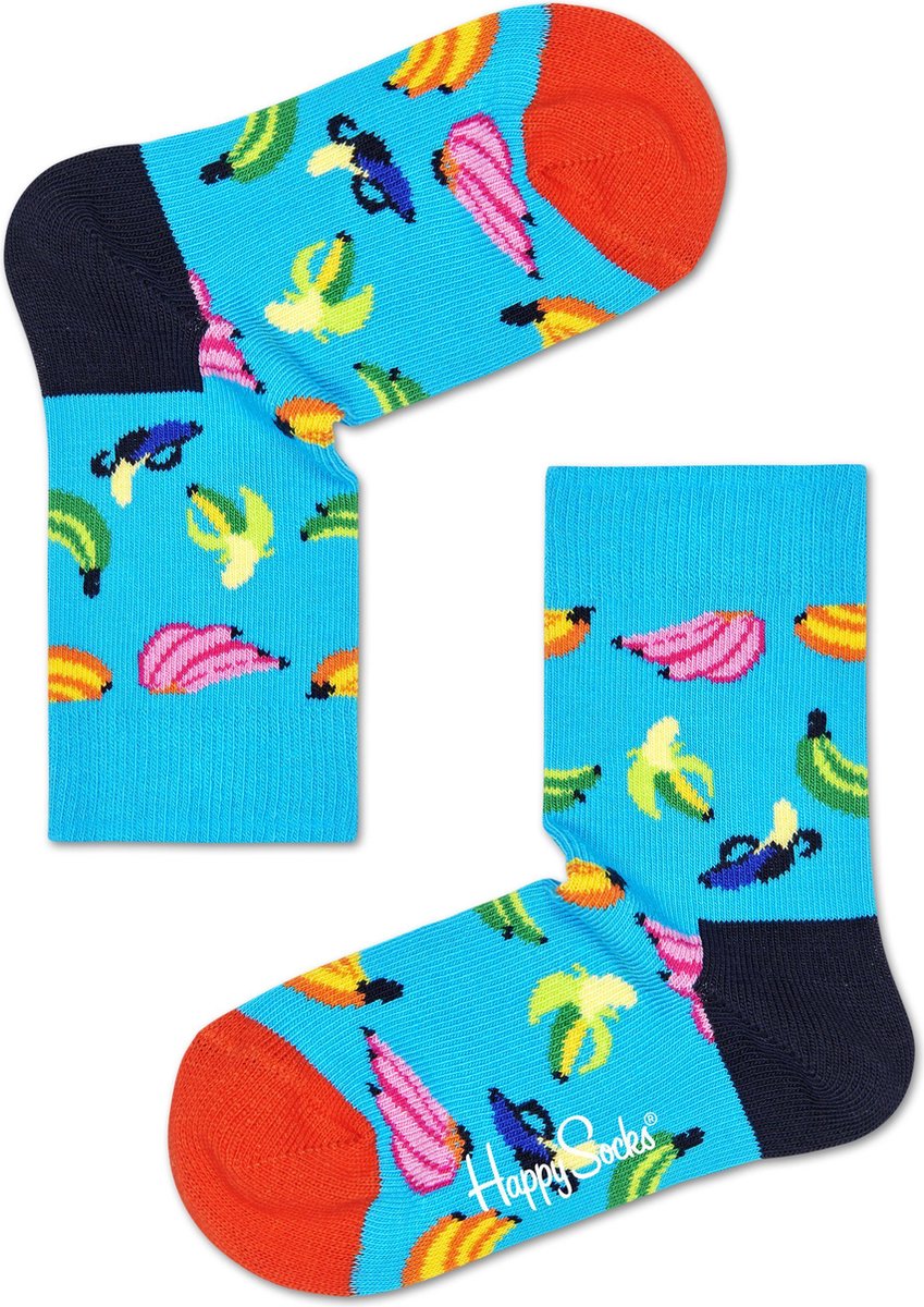 Happy Socks KIDS - Banaan - blauw multi - Unisex - 2-3 jaar - Maat 24 - 26