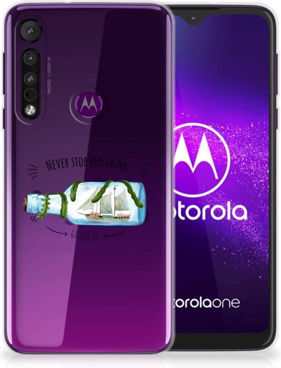 Motorola One Macro Telefoonhoesje met Naam Boho Bottle