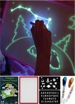 Magisch tekenbord "ROOD" – Glow in the dark – Tekenen met licht – 2-in-1 tekenbord – Educatief speelgoed A4 – Stootrand – In 4 verschillende kleuren – Tekenen in het donker + Extra