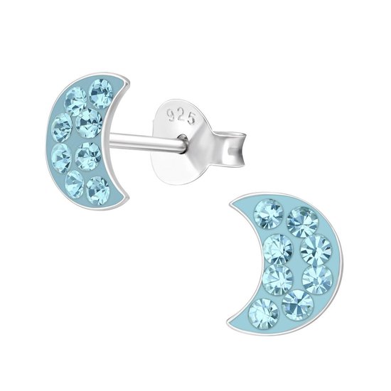 Deyanse Zilveren oorstekers voor dames, 925 sterling zilver, ster, maan, hart, oorstekers, hypoallergeen, platte oorbellen, steker met zirkonia, klein 8 mm, slapen, kraakbeen, oorstekers, met