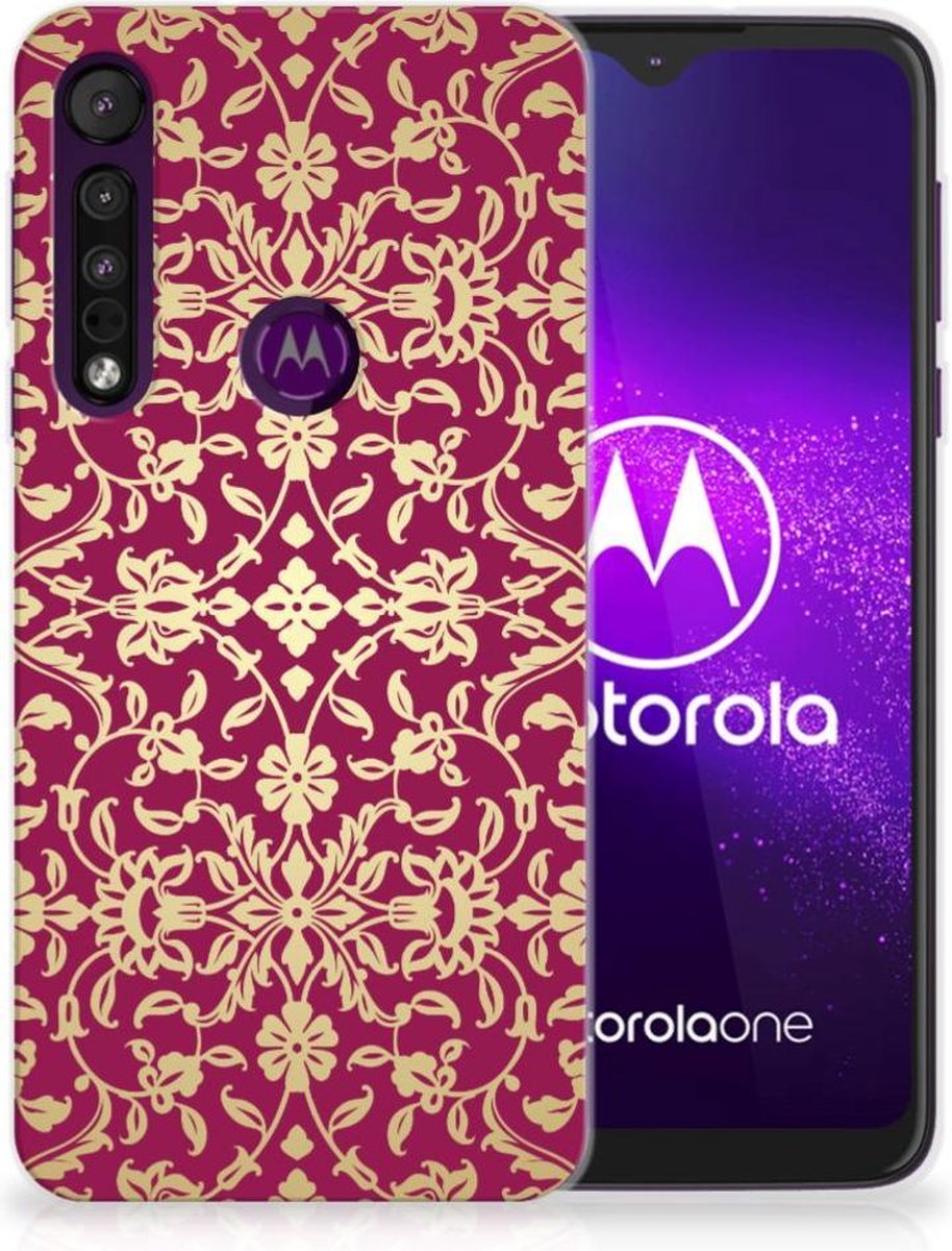 Siliconen Hoesje Motorola One Macro Barok Pink