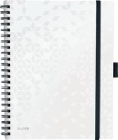 Leitz WOW Be Mobile Spiraalgebonden Notitieboek  met Kunststof Kaft - 80 A4 Vel - Geruit - met Geïntegreerde 3-klepsmap  - FSC Gecertificeerd - Wit