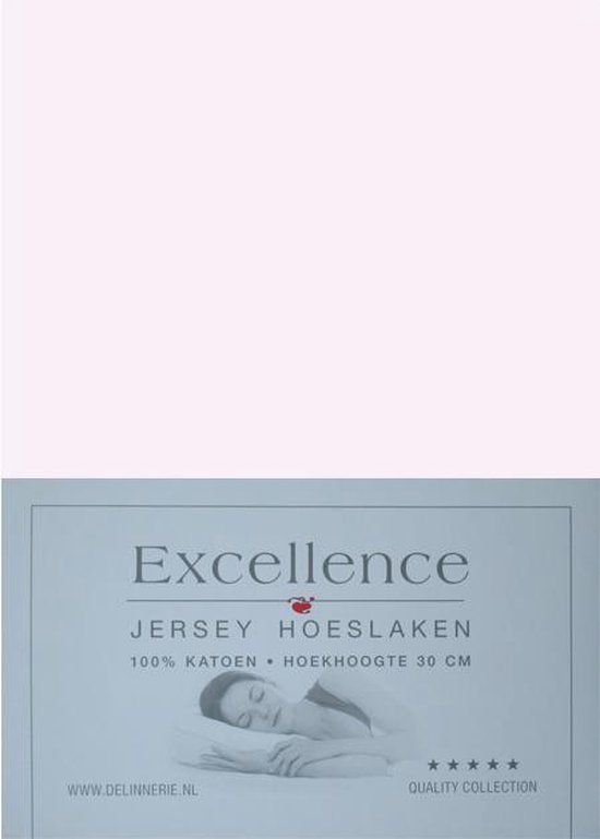 Excellence Jersey Hoeslaken - Eenpersoons - 90/100x210/220 cm - Soft Pink