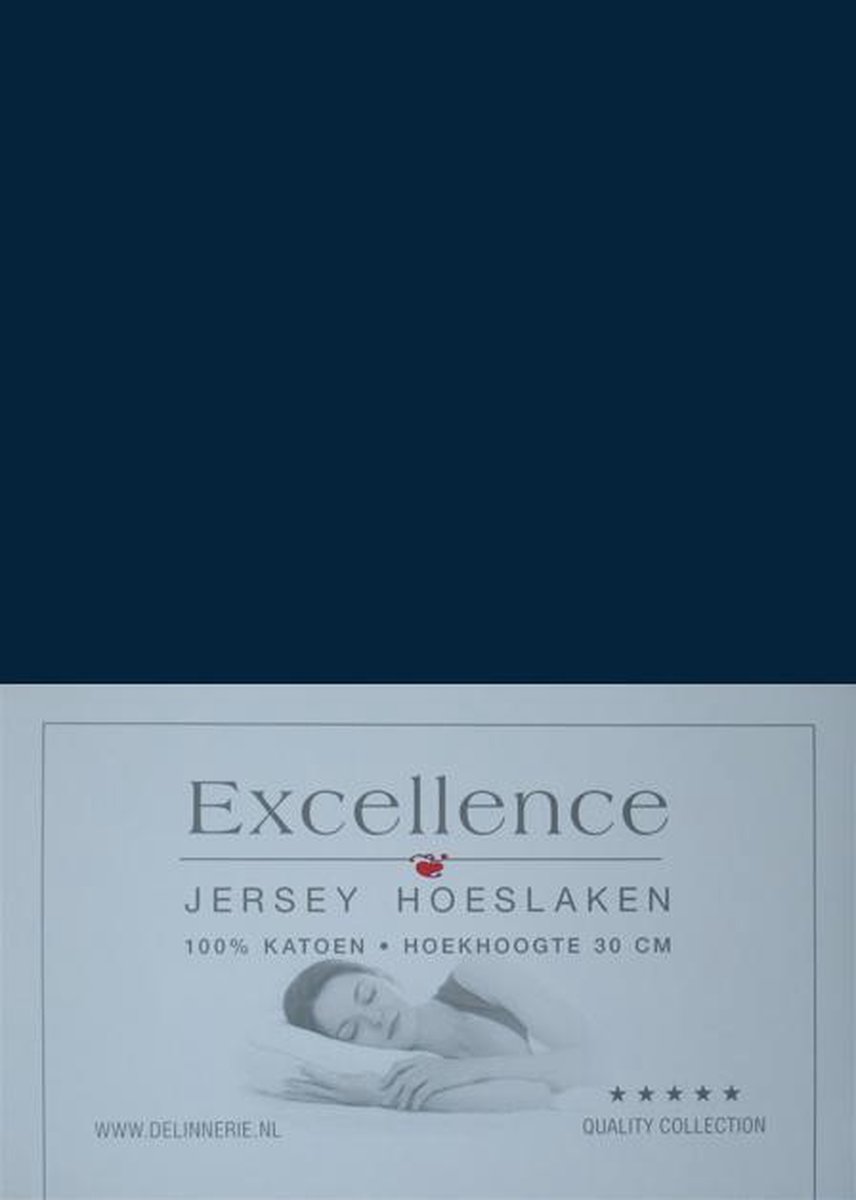 Excellence Jersey Hoeslaken - Eenpersoons - 90/100x210/220 cm - Navy
