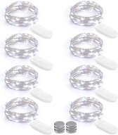 Led-batterij-lichtsnoer horeca decoratie vitrine display op batterij | sfeerverlichting aan ketting | Feest, huis -en winkeldecoratie | 8 stuks 3 meter 30 leds | Wit licht energieklasse A+