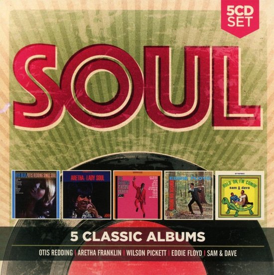 5cd set Soul met 5 klassieke albums: Otis Redding, Aretha Franklin, Wilson Pickett, Eddie Floyd, Sam & Dave.
