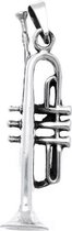 Zilveren Trompet recht zwaar XL kettinghanger