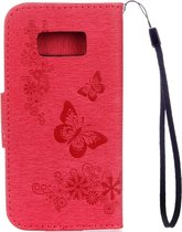 Mobigear Telefoonhoesje geschikt voor Samsung Galaxy S8 Hoesje | Mobigear Butterfly Bookcase Portemonnee | Pasjeshouder voor 2 Pasjes | Telefoonhoesje voor Pinpas / OV Kaart / Rijbewijs - Rood