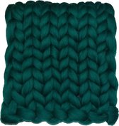 Wollen deken / woondeken / plaid XXL merino wol - lontwol 80 x 120 cm Petrol zeegroen HANDGEMAAKT