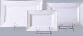 Rechthoekig 3 borden set 32x22-27x19-22x15 van hoogwaardig porseleinen
