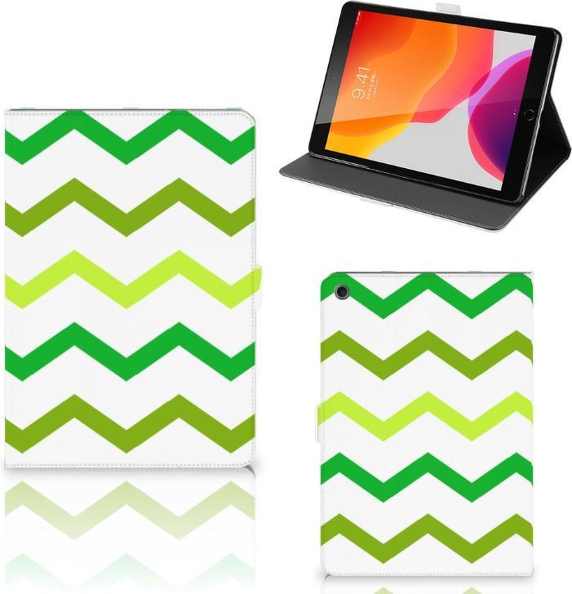 iPad 10.2 2019 | iPad 10.2 2020 | 10.2 2021 Tablet Hoes Zigzag Groen