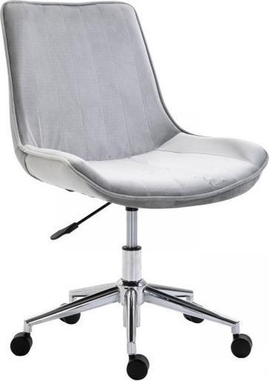 Bureaustoel ergonomisch - Bureaustoelen voor volwassenen - Bureaustoel - Stoel - Lage rugleuning - 360 graden draaibaar - Stof/Fluweel - Grijs