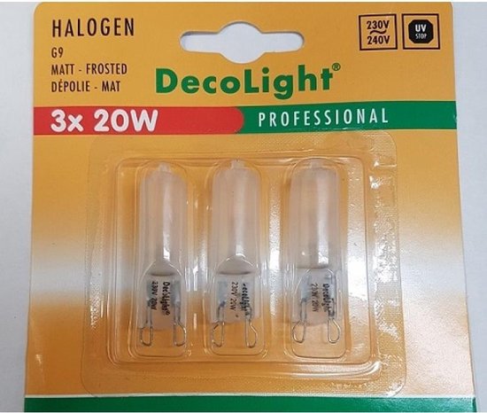 Halogeen G9 lamp 20 watt mat dimbaar 240V, 1 x blister van 3 stuks | bol.com