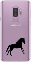 Samsung Galaxy S9 Plus transparant siliconen hoesje - zwart paard