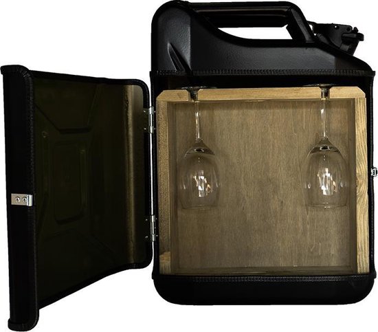 Jerrycan wijn bar - zwart - 20L - inc. glazen