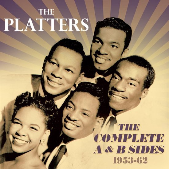 Hoes van de cd The Platters, met een groepsfoto van vijf lachende mannen en één vrouw.