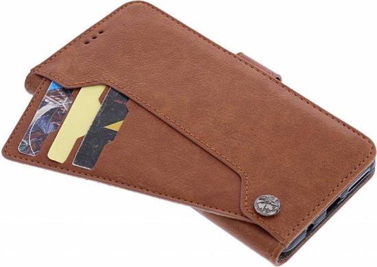 Samsung Galaxy S10 Flip Cover met Uitschuifbare Kaartenhouder Bruin - van Bixb