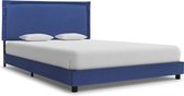 Bedframe Blauw Stof (Incl LW Led klok) 120x200 cm - Bed frame met lattenbodem - Tweepersoonsbed Eenpersoonsbed