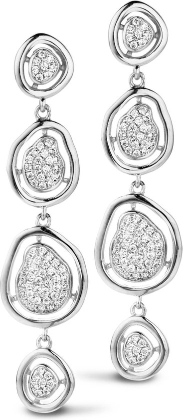 Velini jewels -EA6550W -Oorbellen -925 Zilver gerodineerd -Cubic Zirkonia