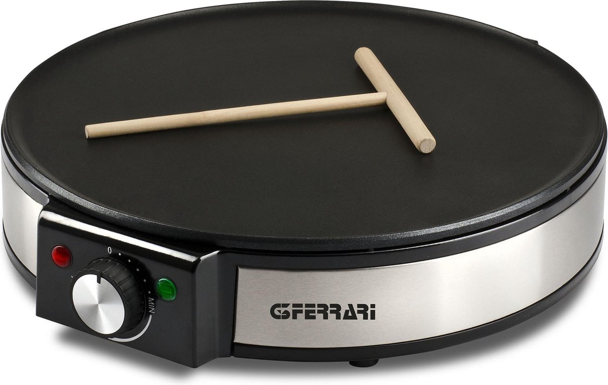 G3 Ferrari Profi-Crepe – Crêpemaker 1200W – Bakplaat Ø 30 cm – Instelbare Thermostaat – Inclusief Spatel en Houten Spreider