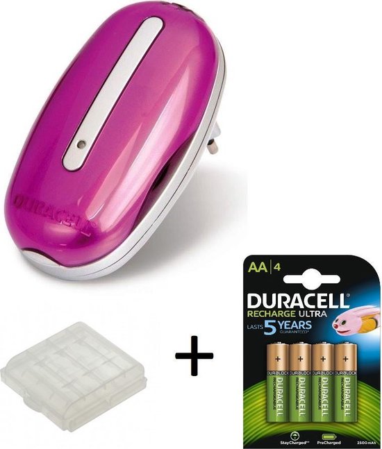 Duracell Mini Lader Roze + batterij doosje + 4 Duracell AA Oplaadbare  Batterijen -... | bol.com