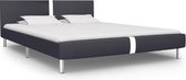 Bedframe Zwart Kunstleer (Incl LW Led klok) 160x200 cm - Bed frame met lattenbodem - Eenpersoonsbed