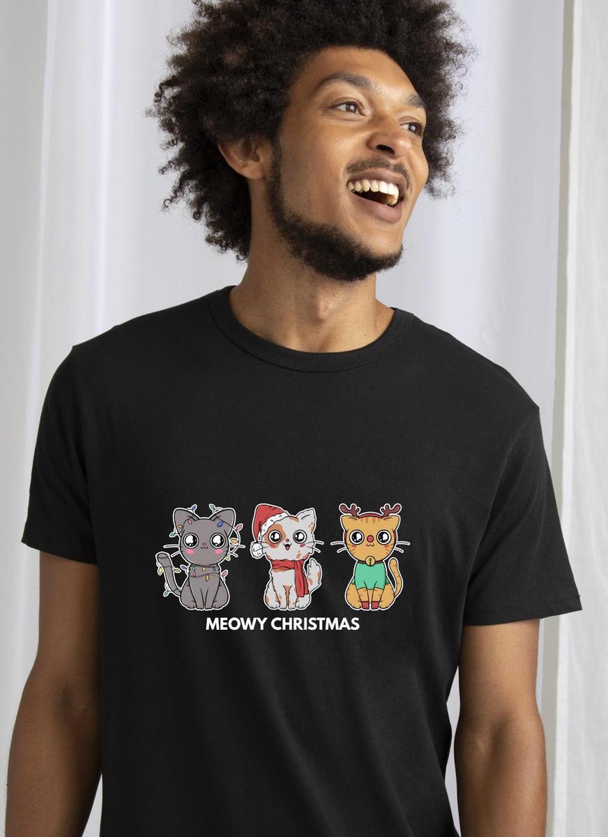 Meowy Christmas T-shirt foute Kerst XXL