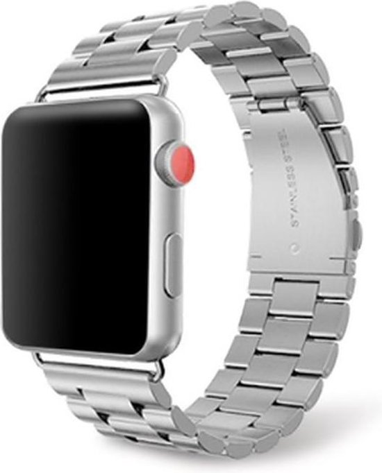 RVS schakelband in de kleur zilver geschikt voor Apple Watch series 1, 2,  3, 4 en 5 in | bol.com
