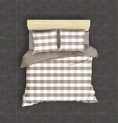 Dekbedovertrek EMMA, Stone washed check katoen, 240x220, taupe