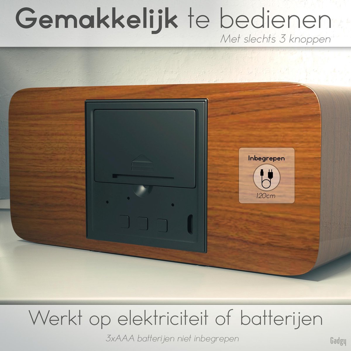 Gadgy Digitale Wekker met Draadloze Oplader - Houten Wekker met Eco Stand -  Alarmklok... | bol
