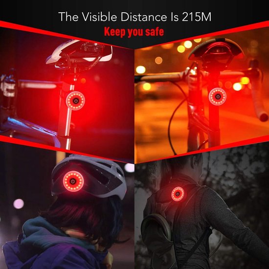Fietsverlichting Usb Oplaadbaar - Achterlicht Fiets LED - USB Oplaadbaar Fietslampen - Rugzak Led - Zwart — afbeelding 4