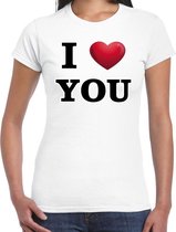 I love you t-shirt voor dames - wit - Valentijn / Valentijnsdag - shirt XXL