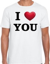I love you t-shirt voor heren - wit - Valentijn / Valentijnsdag - shirt M