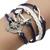 Zoëies armband met anker, roer en infinity teken blauw