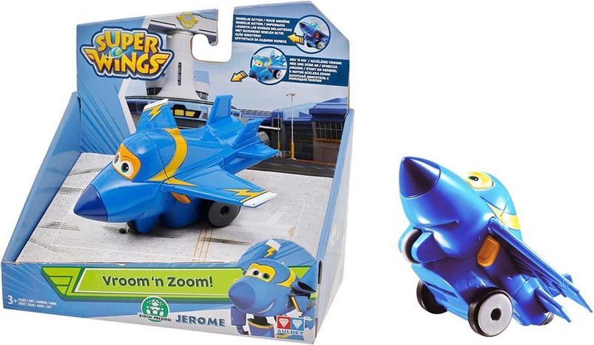 | Super Wings Chase vliegtuig Blauw 12 cm Pull Super Wings speelfiguur Transforming! Jerome 12 cm blauw