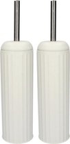 2x Witte toiletborstel met kunststof houder 40 cm - Toilet/badkameraccessoires wc-borstel wit