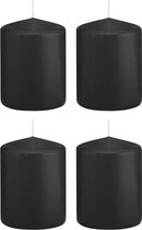 4x Zwarte cilinderkaarsen/stompkaarsen 6 x 8 cm 29 branduren