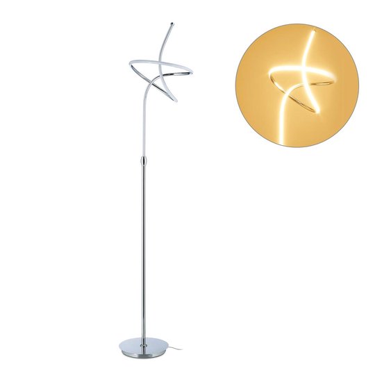Relaxdays vloerlamp led - staande lamp - modern design - woonkamer - zilver  - metaal - A | bol.com