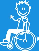 Vader in rolstoel - autosticker - wit - 10,2 cm