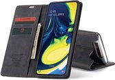 Samsung Galaxy A80 Bookcase hoesje - CaseMe - Effen Zwart - Kunstleer