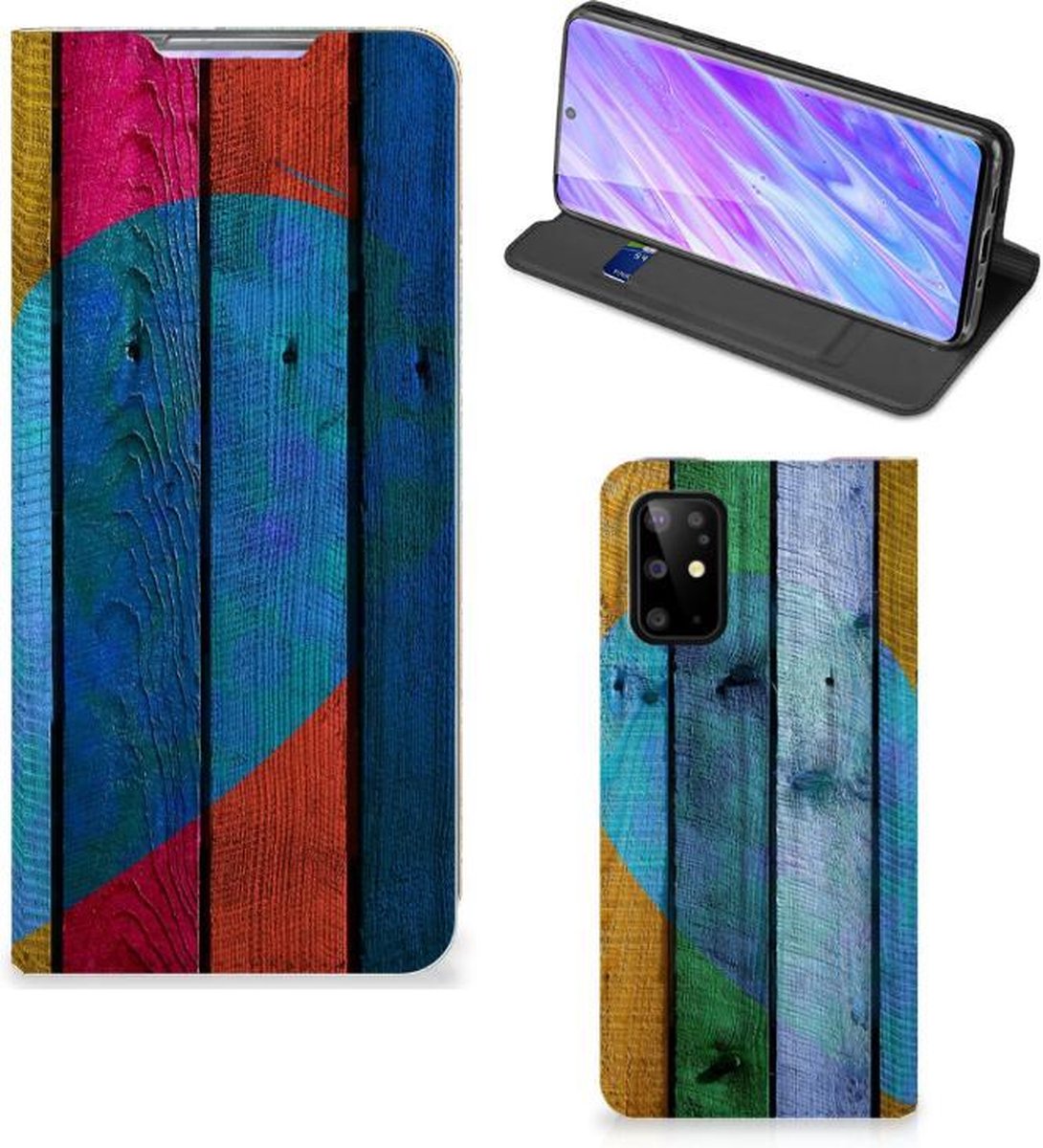 Samsung Galaxy S20 Plus Book Wallet Case Wood Heart - Cadeau voor je Vriend