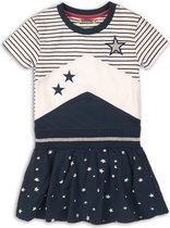 DJ Dutchjeans Meisjes Jurk - Navy + white + stripe - Maat 104