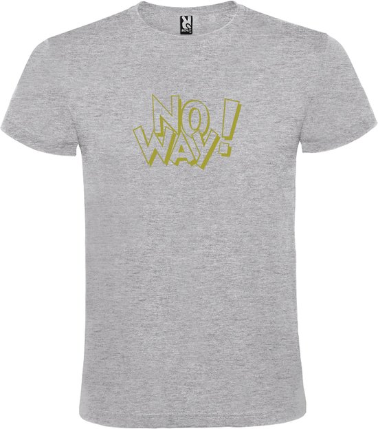 Grijs t-shirt met tekst ''NO WAY'' print Goud  size 4XL