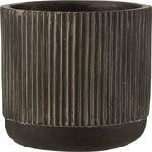 J-Line Bloempot Lijn Keramiek Zwart/Bruin Medium Set van 4 stuks