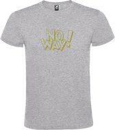 Grijs t-shirt tekst met 'NO WAY'  print Goud size L