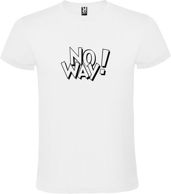 Wit t-shirt tekst met 'NO WAY'  print Zwart size L